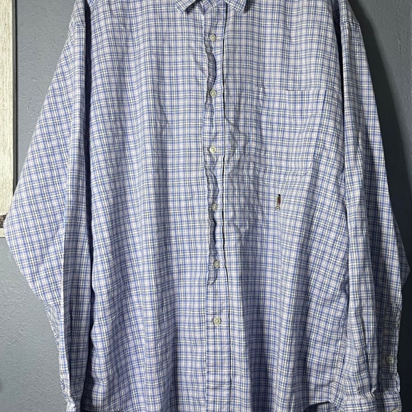 Tommy Hilfiger Dress Shirt Men’s Size XL Blue/Pink Striped Pocket Button‎ Front - Picture 2 of 6